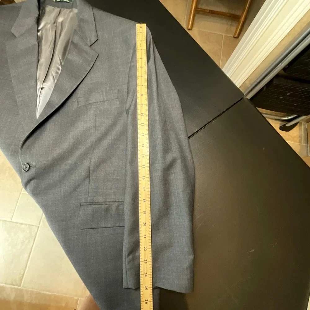 Lauren Ralph Lauren Men Classic Charcoal Grey Two Button Wool Blazer Suit Jacket